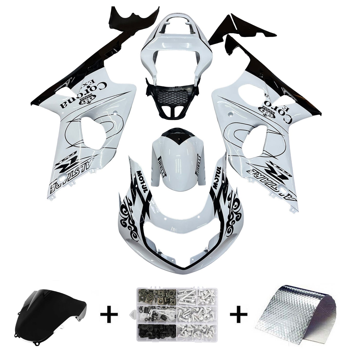 2000-2002 Fairings Suzuki GSXR 1000 White & Black Corona  Generic