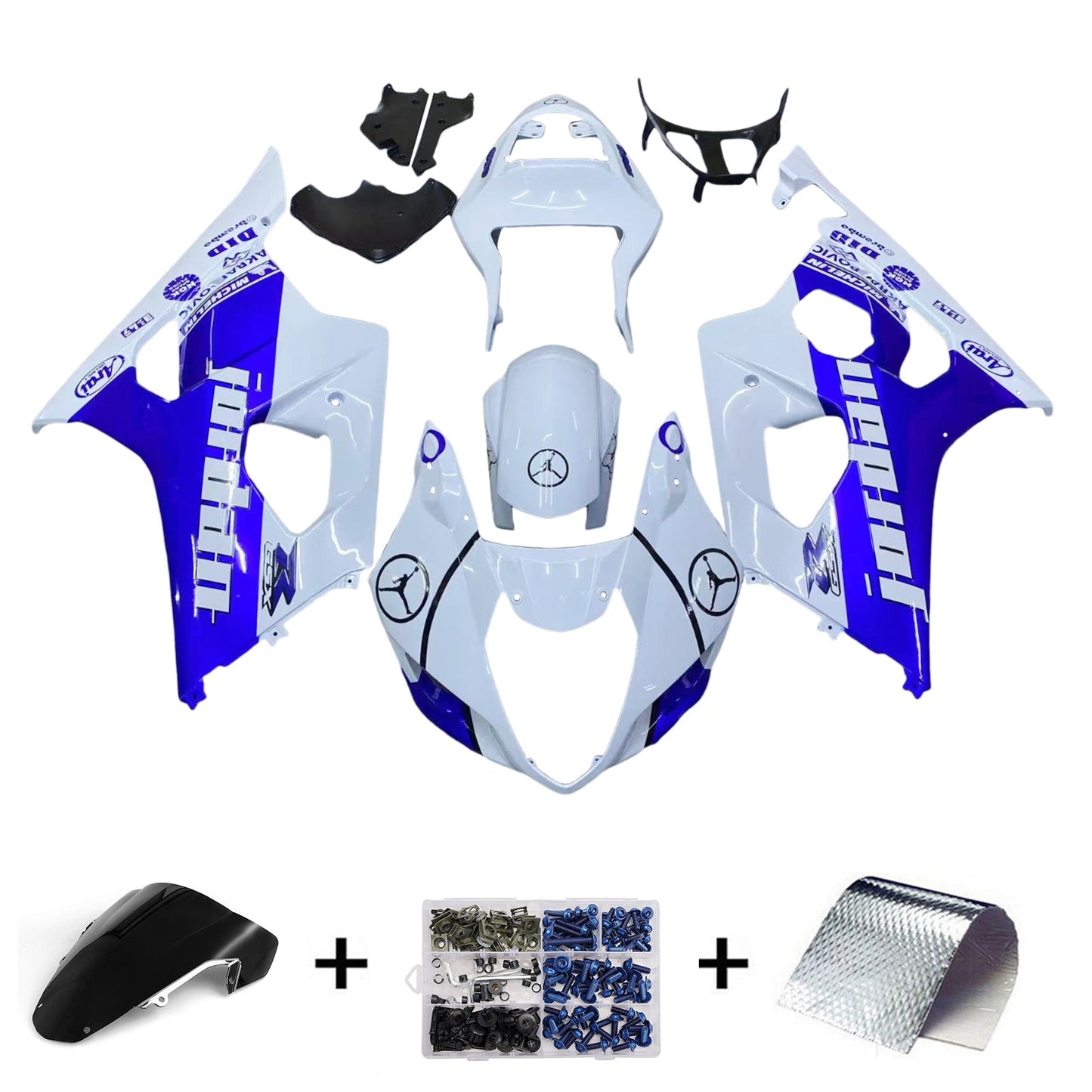 2003-2004 Fairings Suzuki GSXR 1000 White & Blue Jordan   Generic