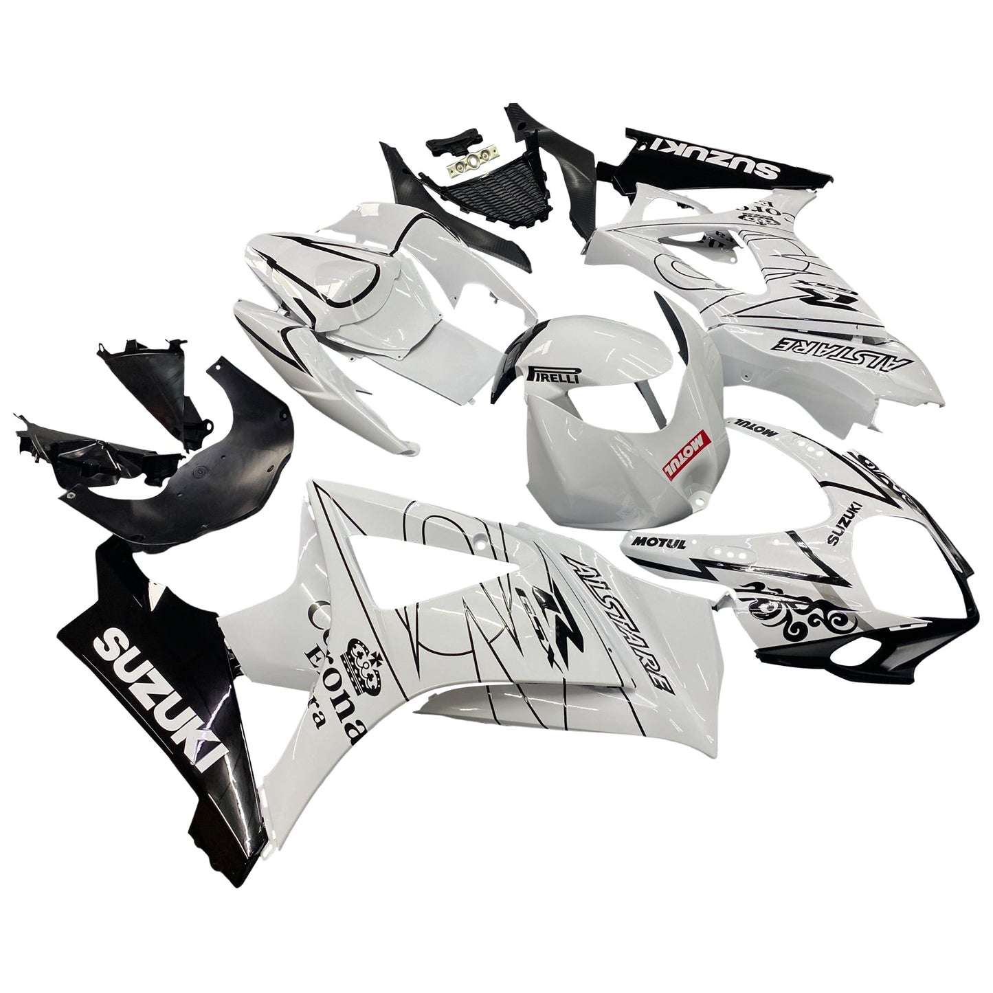 2007-2008 Fairings Suzuki GSXR 1000 White Black Alstare