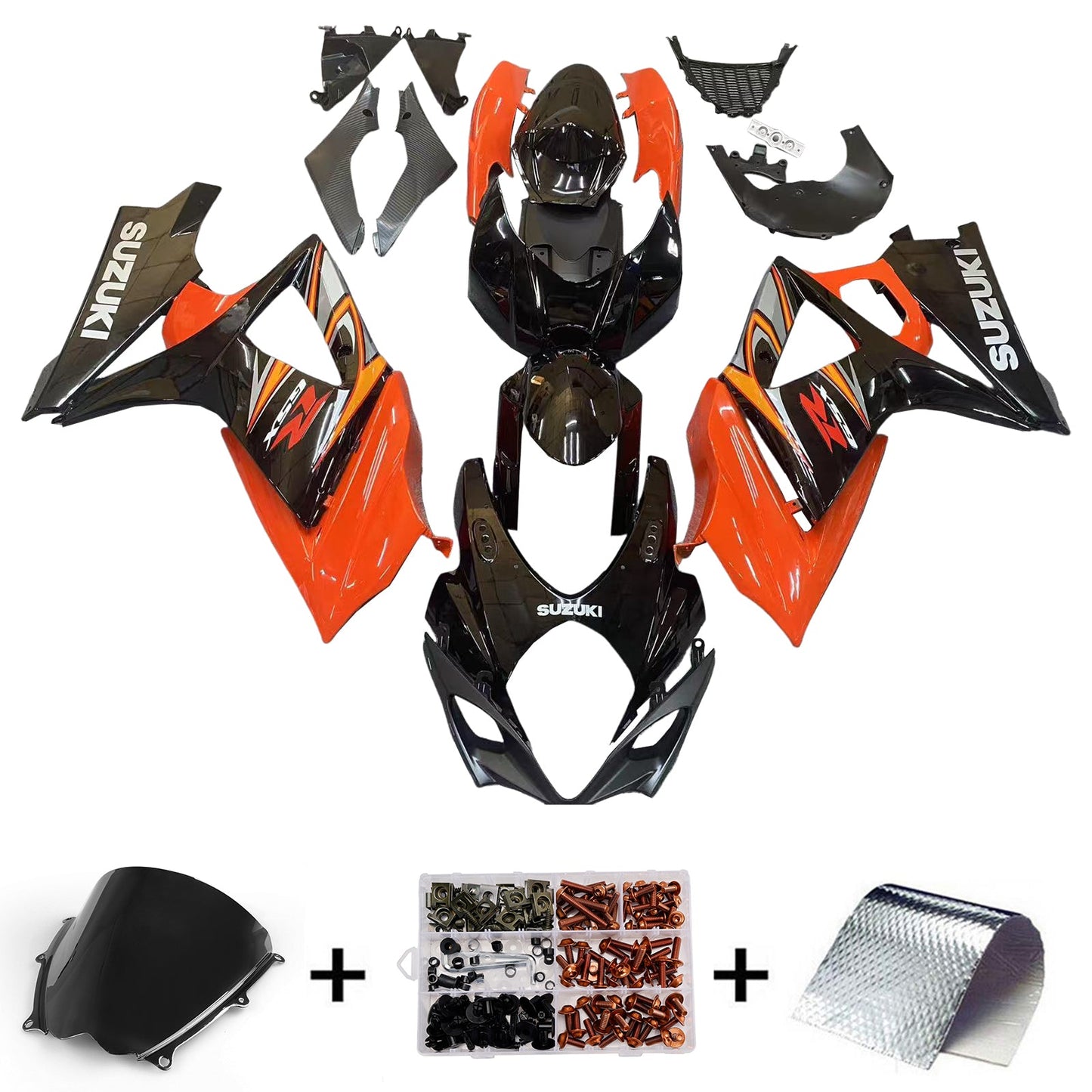 2007-2008 Fairings Suzuki GSXR 1000 Black & Orange GSXR Generic