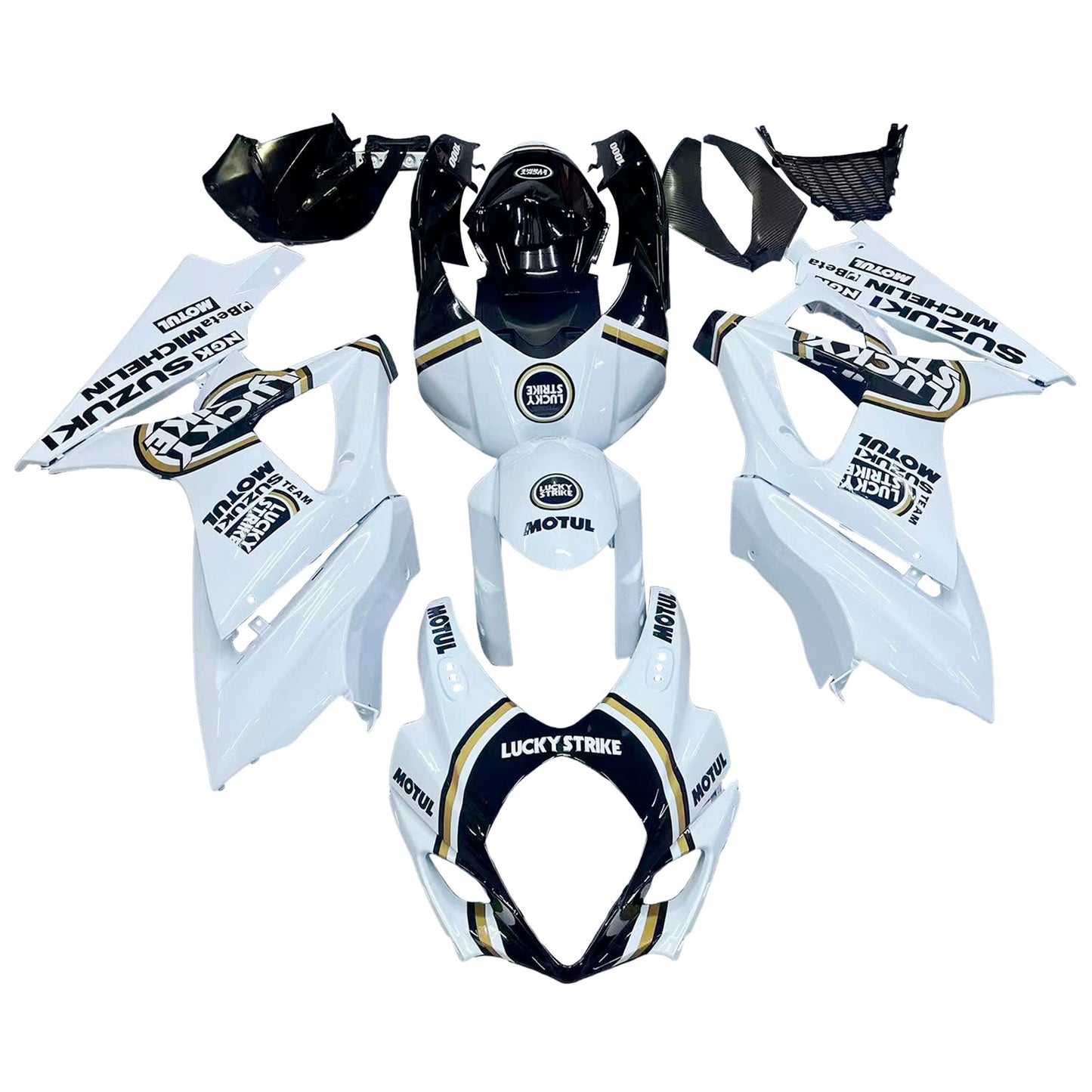 2007-2008 Fairings Suzuki GSXR 1000 White Black Gold Lucky Strike Generic