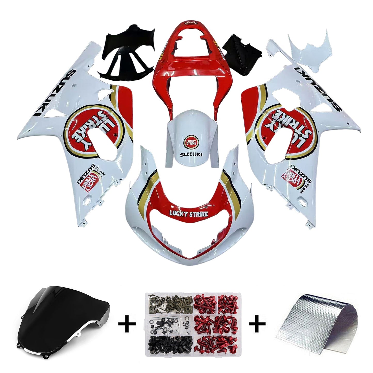 2001-2003 Fairings Suzuki GSXR 750 White Red Lucky Strike Generic