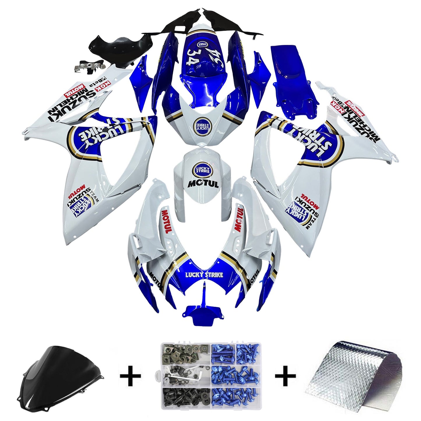 2006-2007 Fairings Suzuki GSXR 600 750 White Blue Lucky Strike Generic