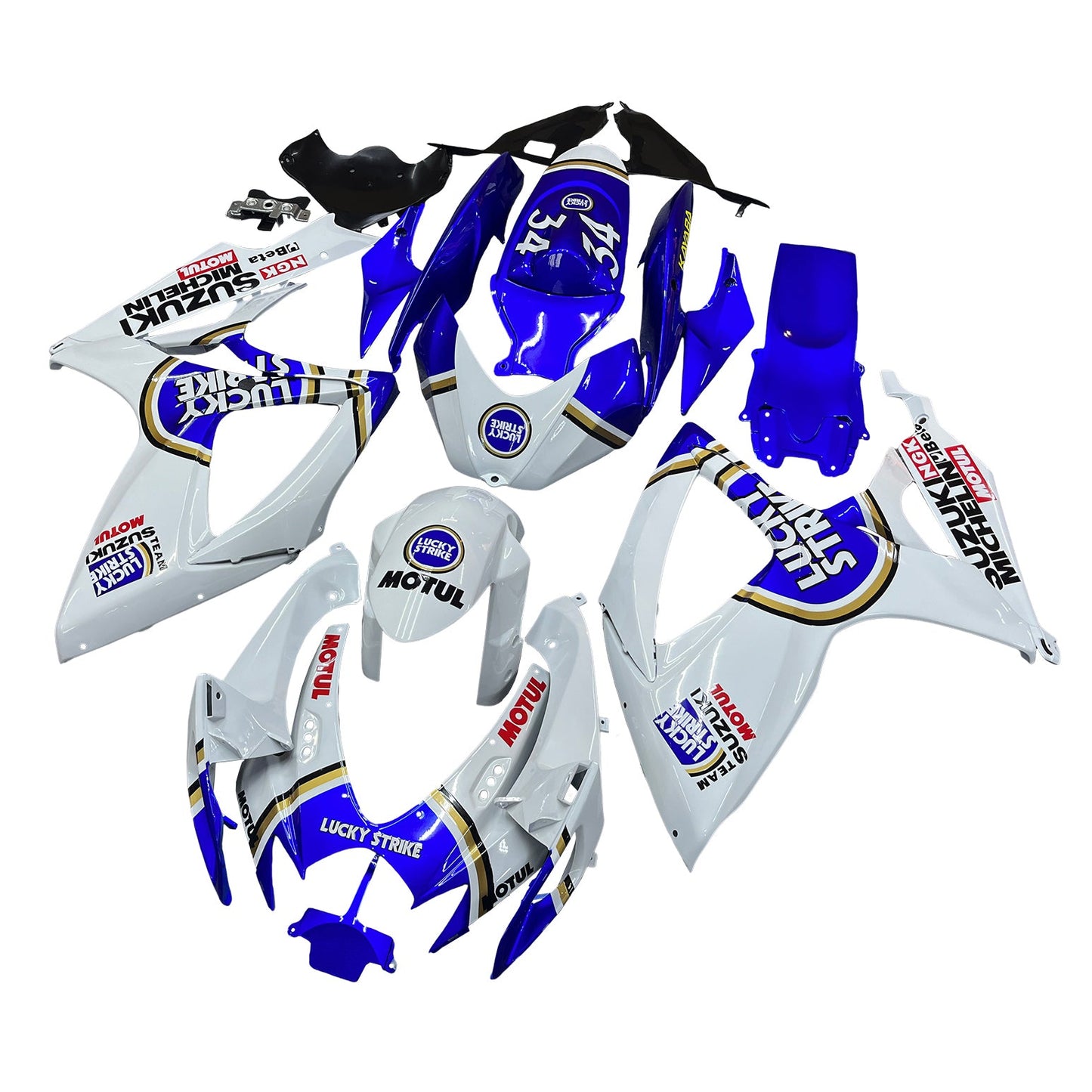 2006-2007 Fairings Suzuki GSXR 600 750 White Blue Lucky Strike Generic