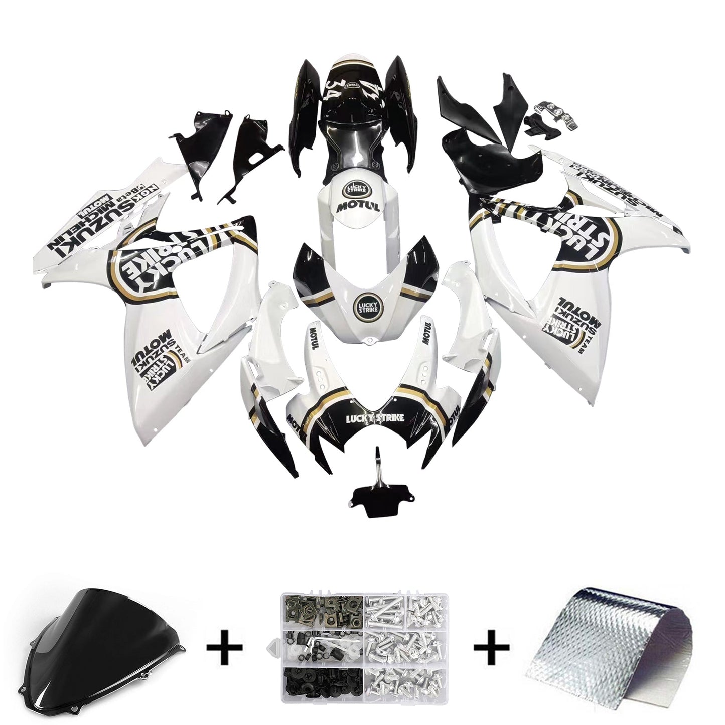 2006-2007 Fairings Suzuki GSXR 600 750 White Black Lucky Strike Generic