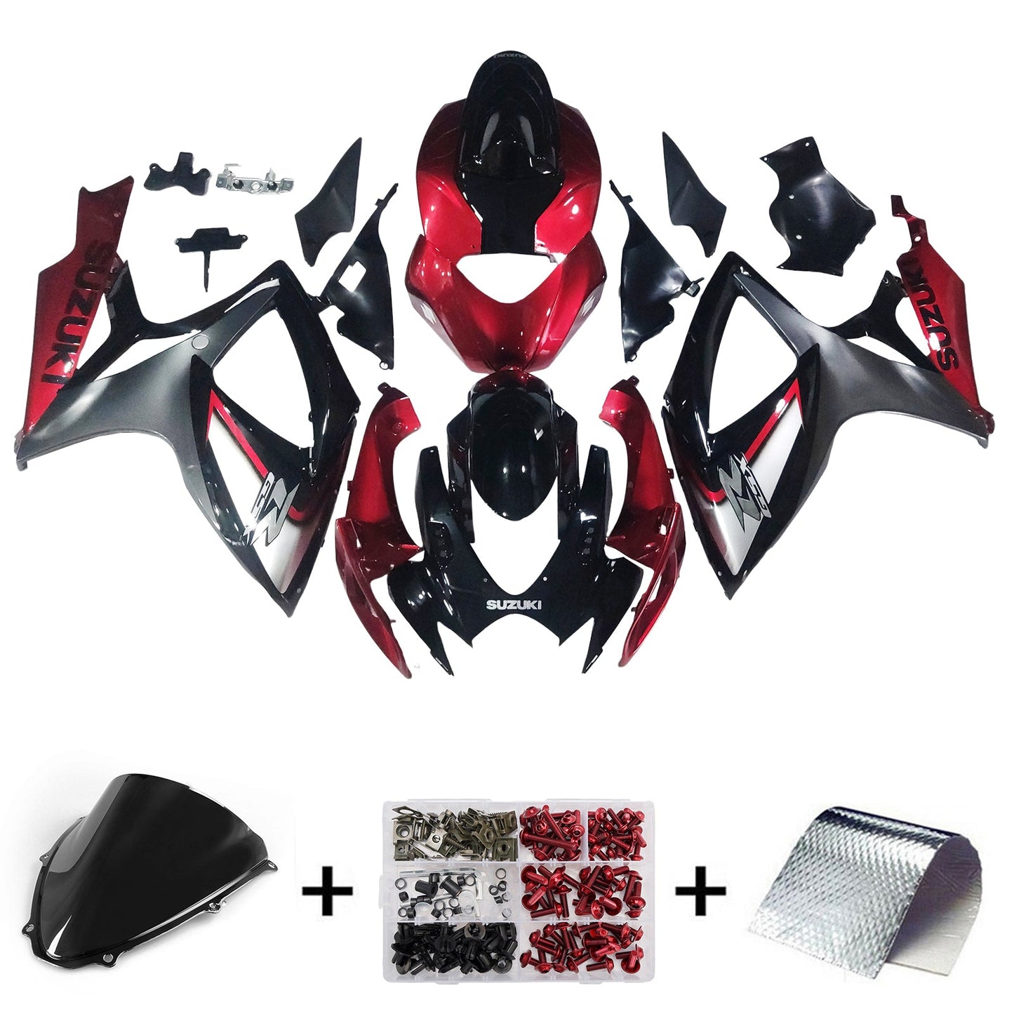 2006-2007 Fairings Suzuki GSXR 600 750 Red Silver Black GSXR Generic
