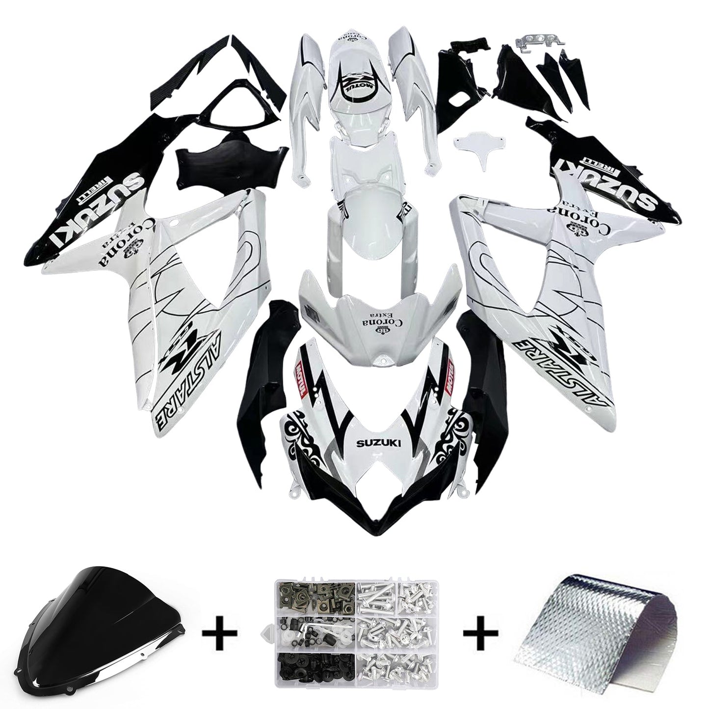 2008-2010 Suzuki GSXR 600 750 White Alstare Corona