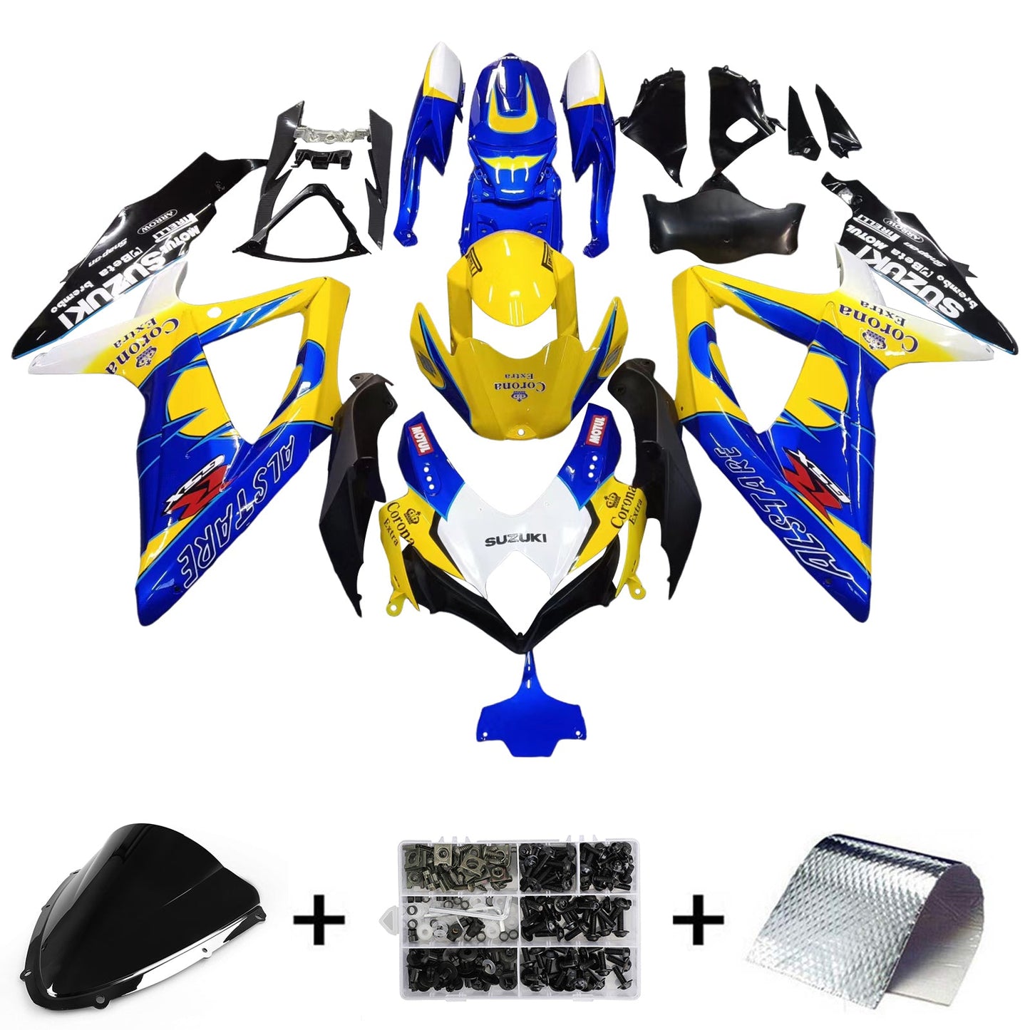 2008-2010 Fairings Suzuki GSXR 600 750 Yellow Blue Alstare Corona