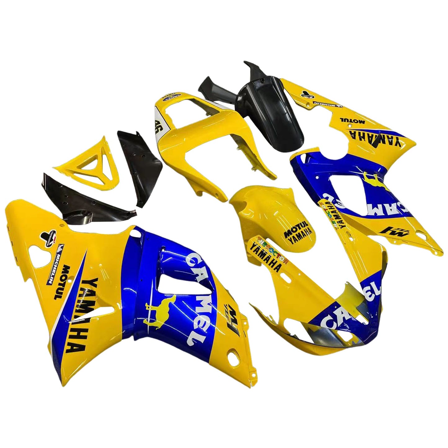 2000-2001 Fairings Yamaha YZF-R1 Yellow Blue No.46 Camel   Generic
