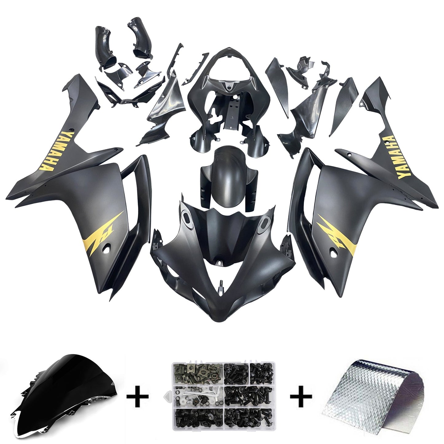 2007-2008 Fairings Yamaha YZF-R1 Black Matte & Gold R1