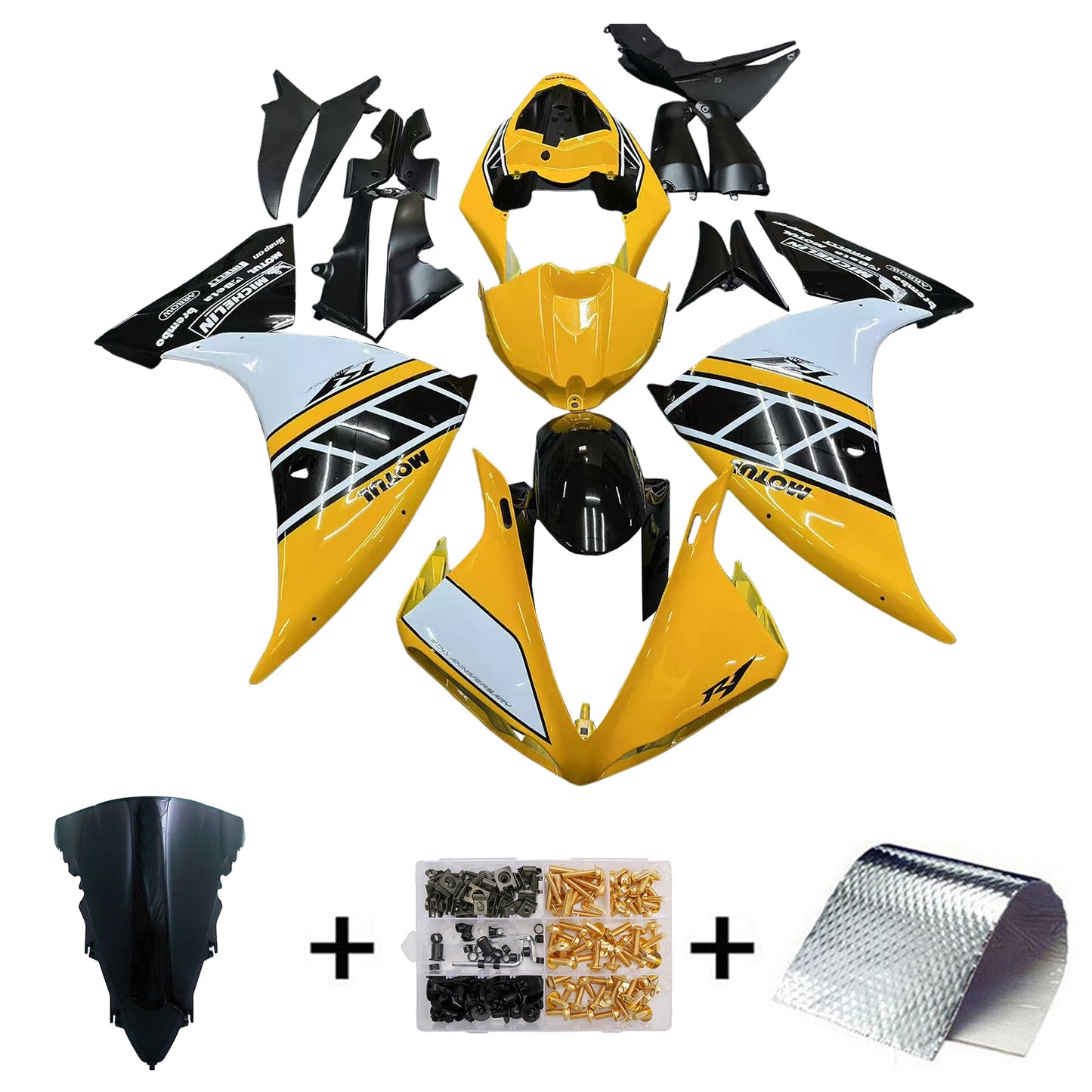 2009-2011 Fairings Yamaha YZF-R1 Yellow Black Motul R1  Generic