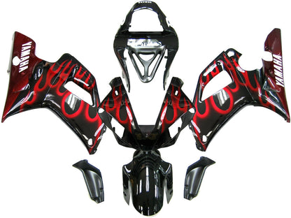 2000-2001 Fairings Yamaha YZF-R1 Black & Red Flame R1  Generic
