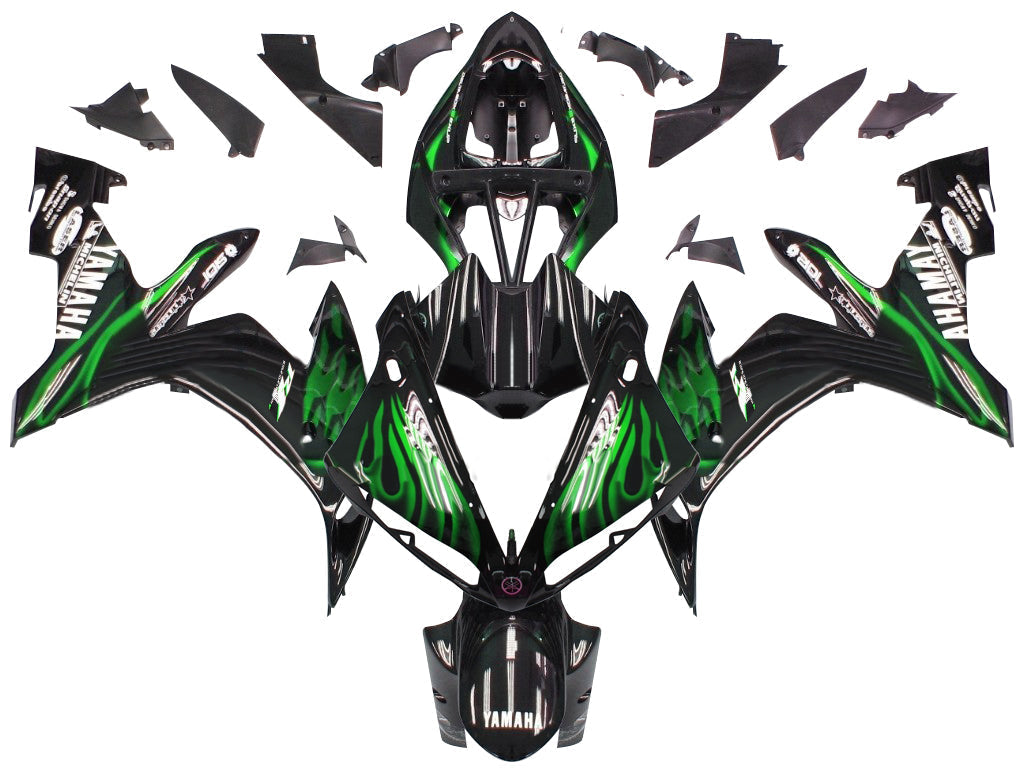 2004-2006 Fairings Yamaha YZF-R1 Black & Green Flame R1  Generic
