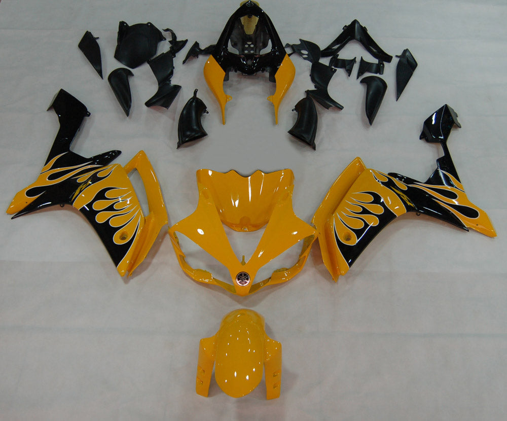 2007-2008 Fairings Yamaha YZF-R1 Yellow & Black Flame R1  Generic