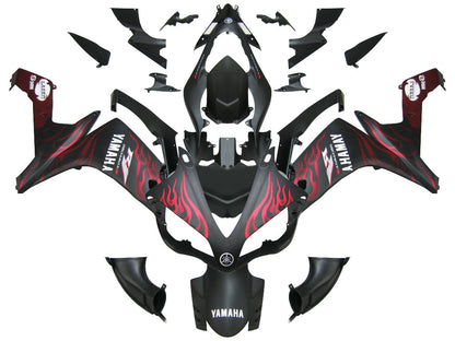 2007-2008 Fairings Yamaha YZF-R1 Black Matte & Red Flame R1  Generic