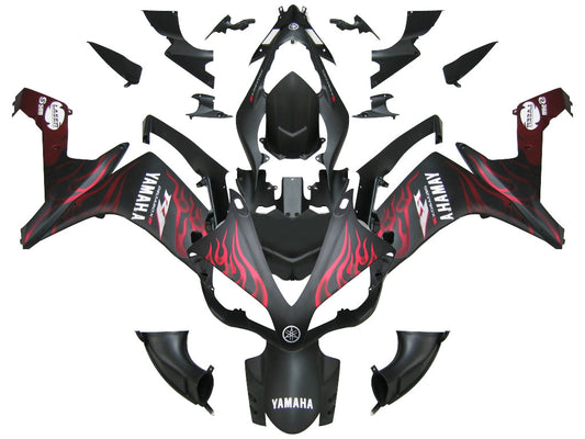 2007-2008 Fairings Yamaha YZF-R1 Black Matte & Red Flame R1  Generic