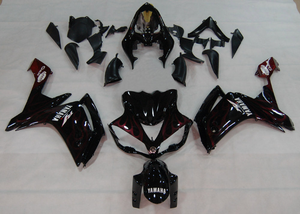 2007-2008 Fairings Yamaha YZF-R1 Black & Red Flame  R1  Generic