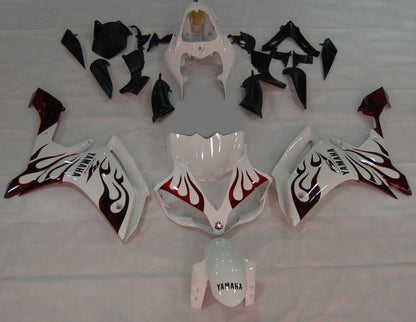 2007-2008 Fairings Yamaha YZF-R1 White & Dark Red Flame R1  Generic