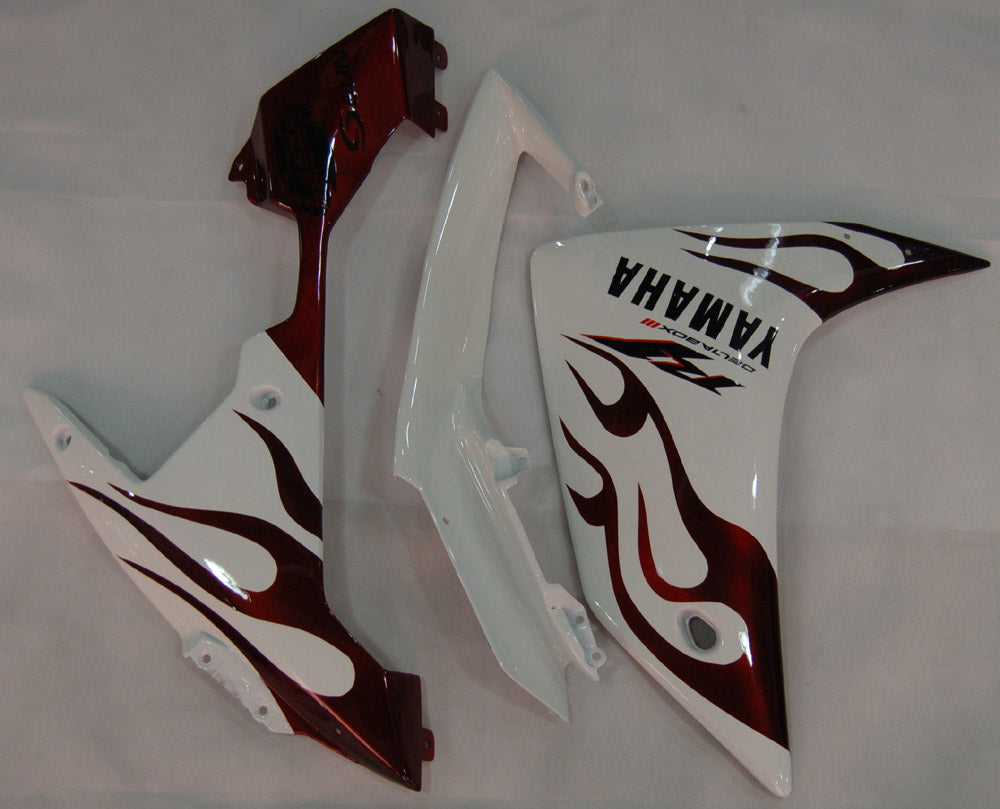 2007-2008 Fairings Yamaha YZF-R1 White & Dark Red Flame R1  Generic