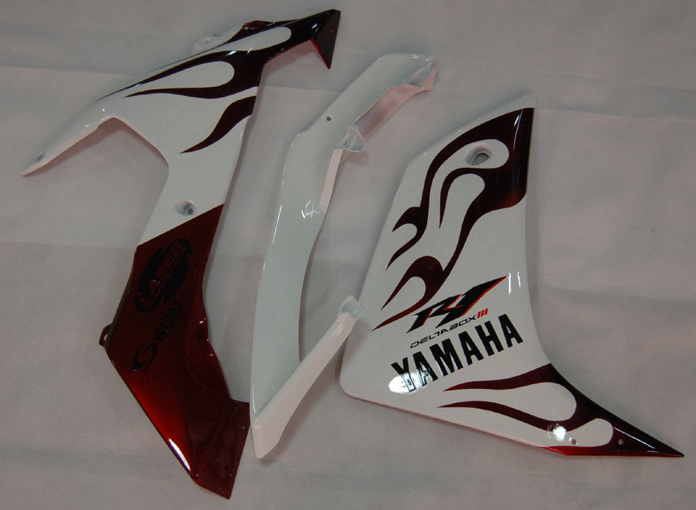 2007-2008 Fairings Yamaha YZF-R1 White & Dark Red Flame R1  Generic