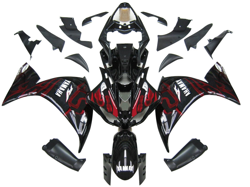 2009-2011 Fairings Yamaha YZF-R1 Black & Red Flame  Generic