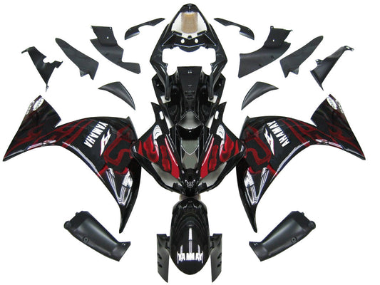 2009-2011 Fairings Yamaha YZF-R1 Black & Red Flame  Generic
