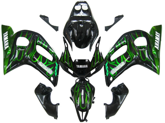 1998-2002 Fairings Yamaha YZF-R6 Black & Green Flame R6 Racing Generic