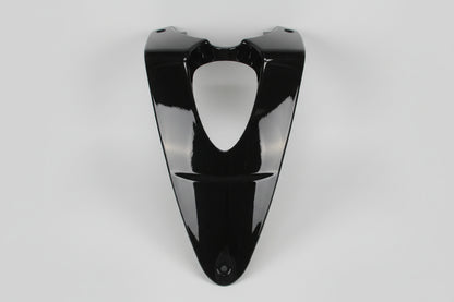 Black motorcycle fuel tank on a white background