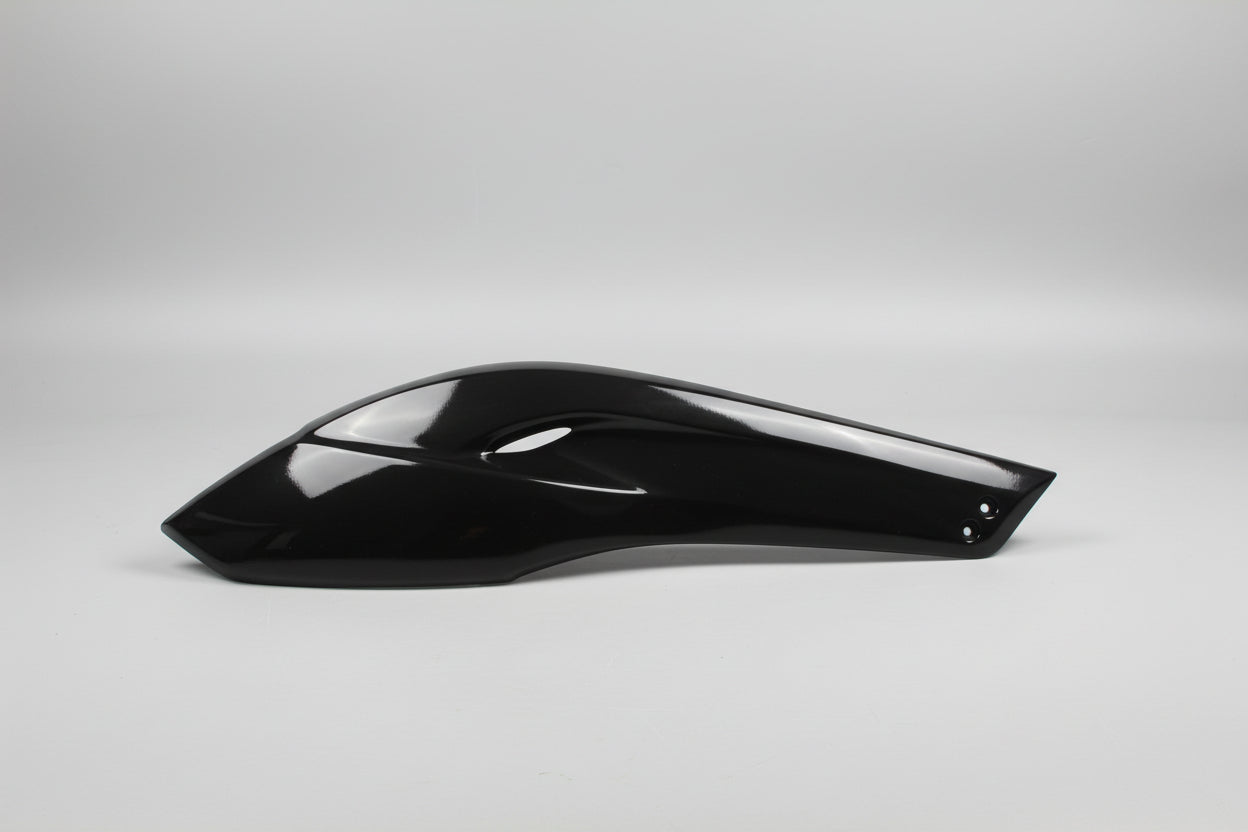 Black motorcycle fender on a white background
