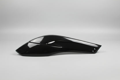 Black motorcycle fender on a white background