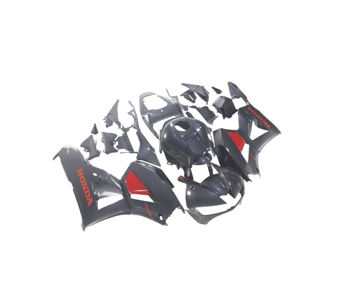 2013-2023 Honda CBR600RR Motorcycle Fairings - Black Carbon Fiber Style Red