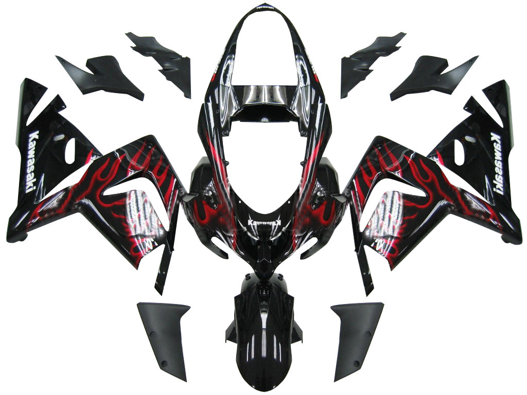 2004-2005 Fairing Kawasaki ZX 10R Black & Red Flame Ninja  Generic