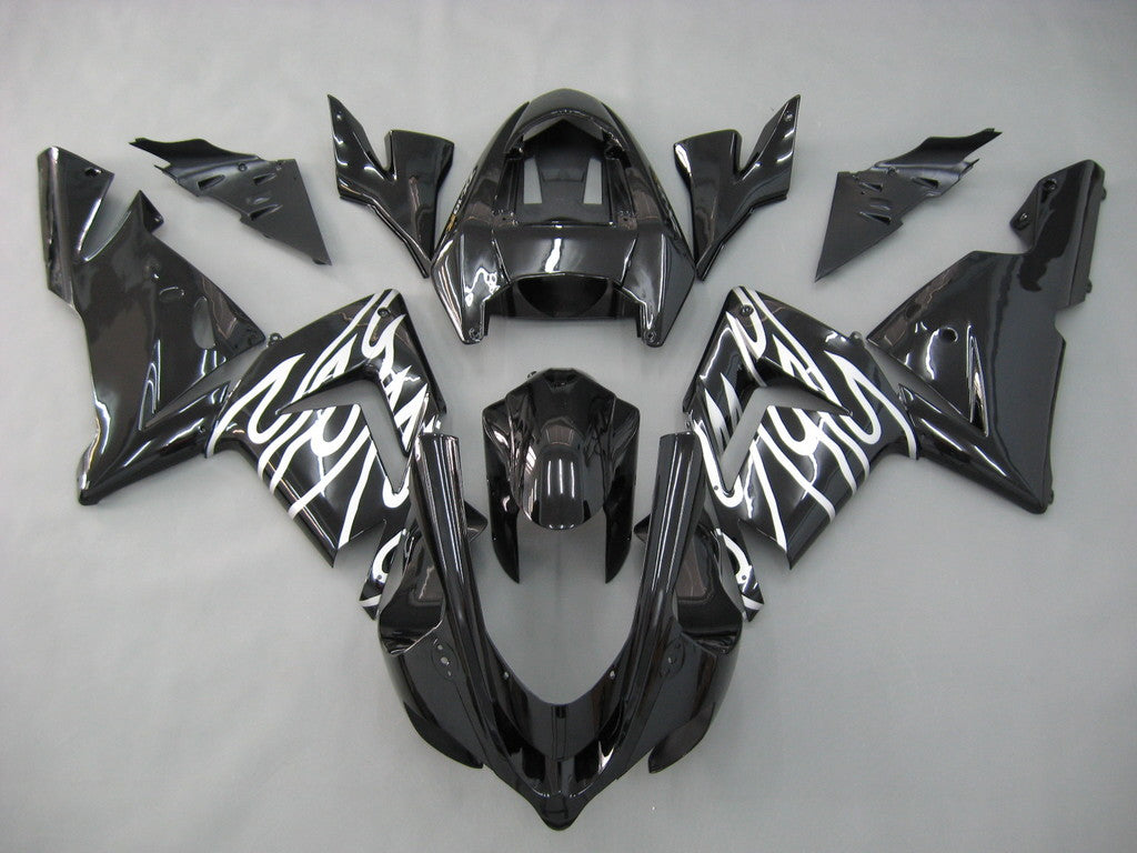 2004-2005 Fairings Kawasaki ZX 10R Black & Silver Flame Ninja  Generic