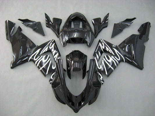 2004-2005 Fairings Kawasaki ZX 10R Black & Silver Flame Ninja  Generic