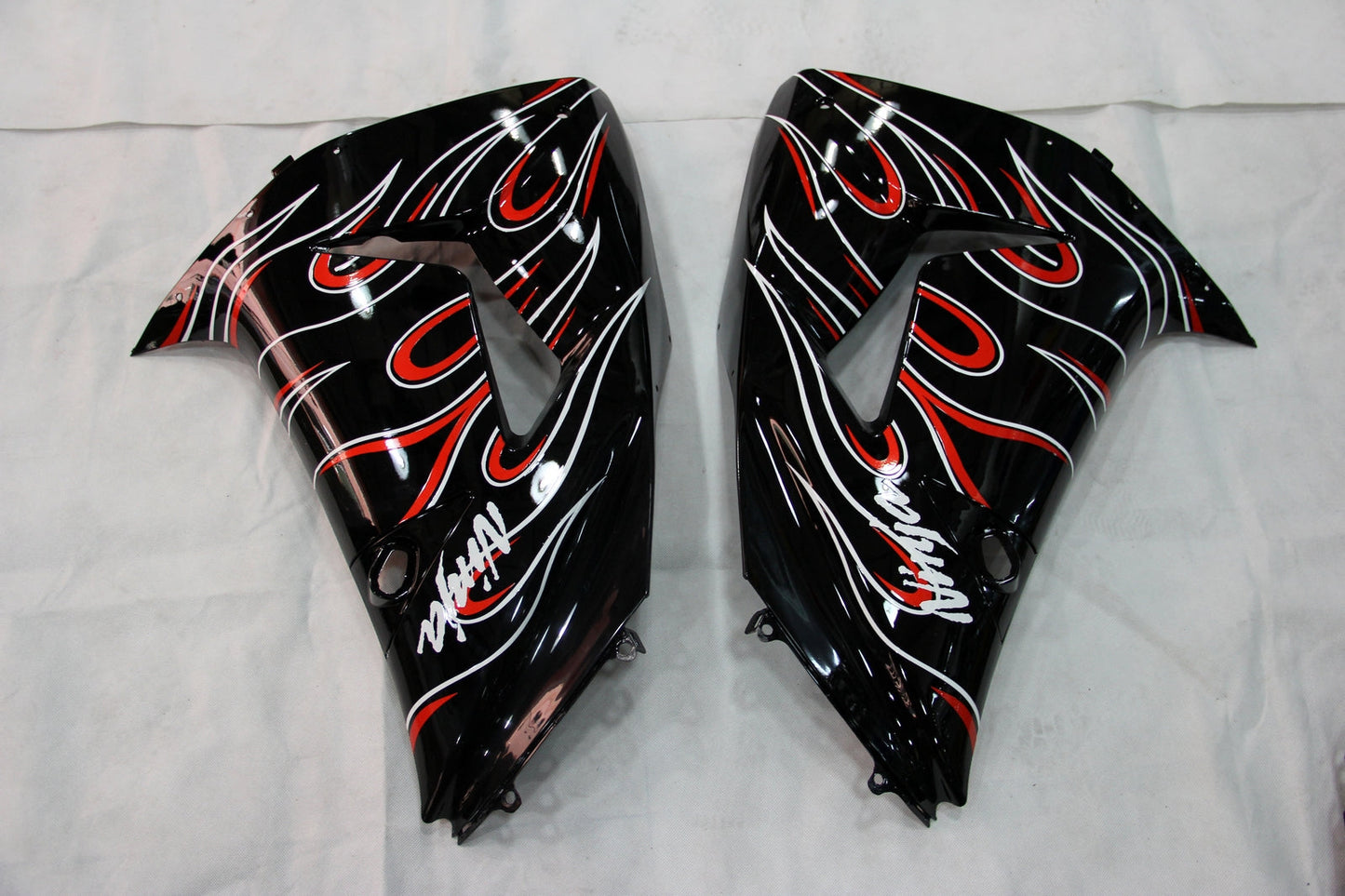 2006-2007 Fairings Kawasaki ZX 10R Black Red Flame  Generic