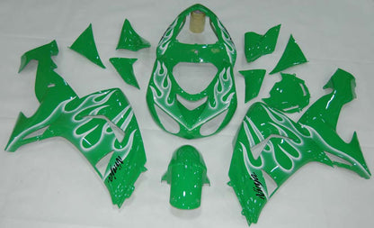 2006-2007 Fairings Kawasaki ZX 10R Green & White Flame Ninja  Generic