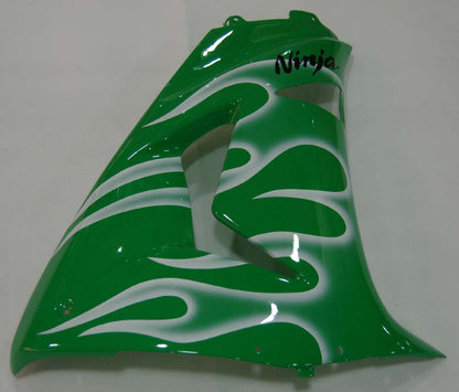 2006-2007 Fairings Kawasaki ZX 10R Green & White Flame Ninja  Generic