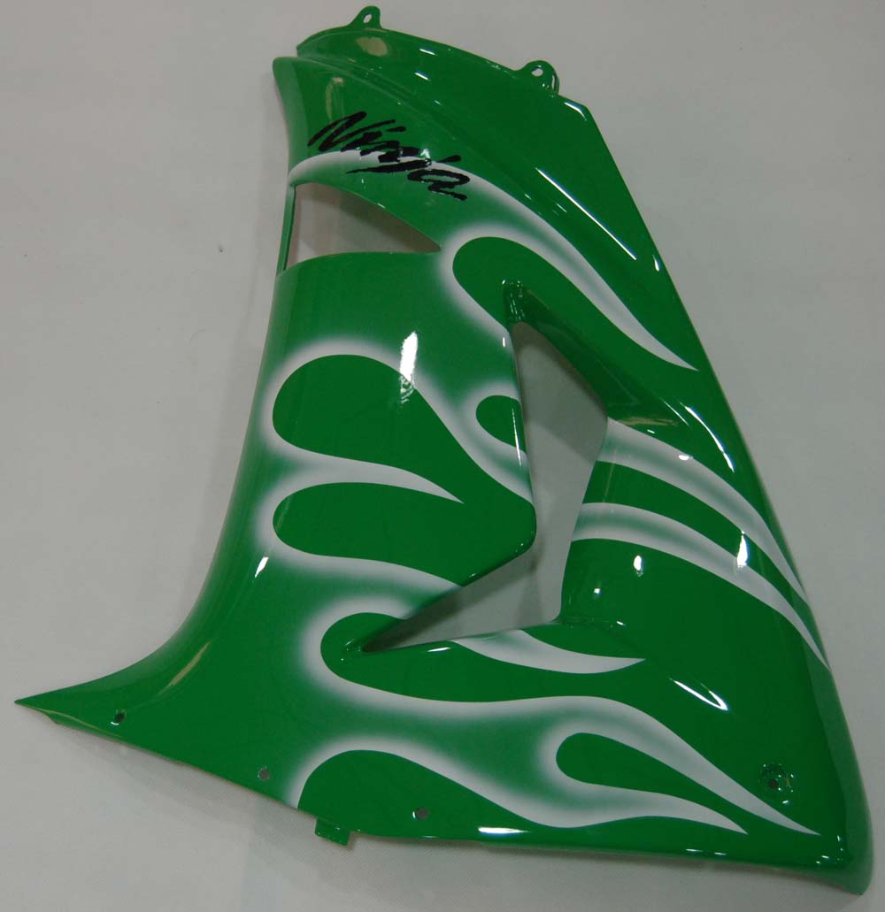2006-2007 Fairings Kawasaki ZX 10R Green & White Flame Ninja  Generic