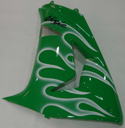 2006-2007 Fairings Kawasaki ZX 10R Green & White Flame Ninja  Generic