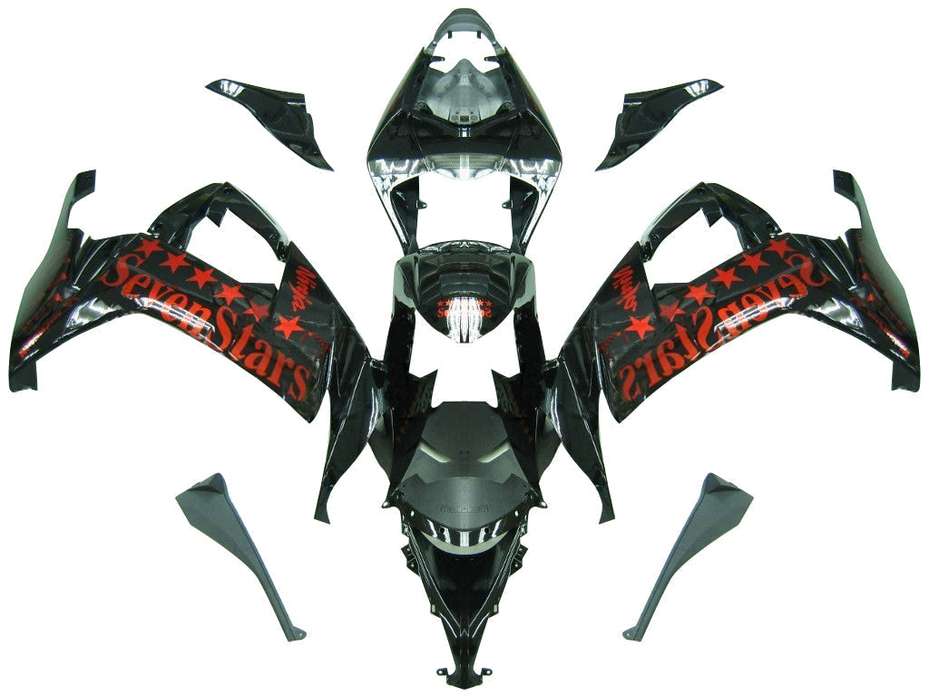 2008-2010 Fairings Kawasaki ZX10R Black Orange SevenStars  Generic