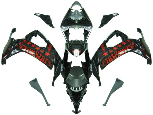 2008-2010 Fairings Kawasaki ZX10R Black Orange SevenStars  Generic