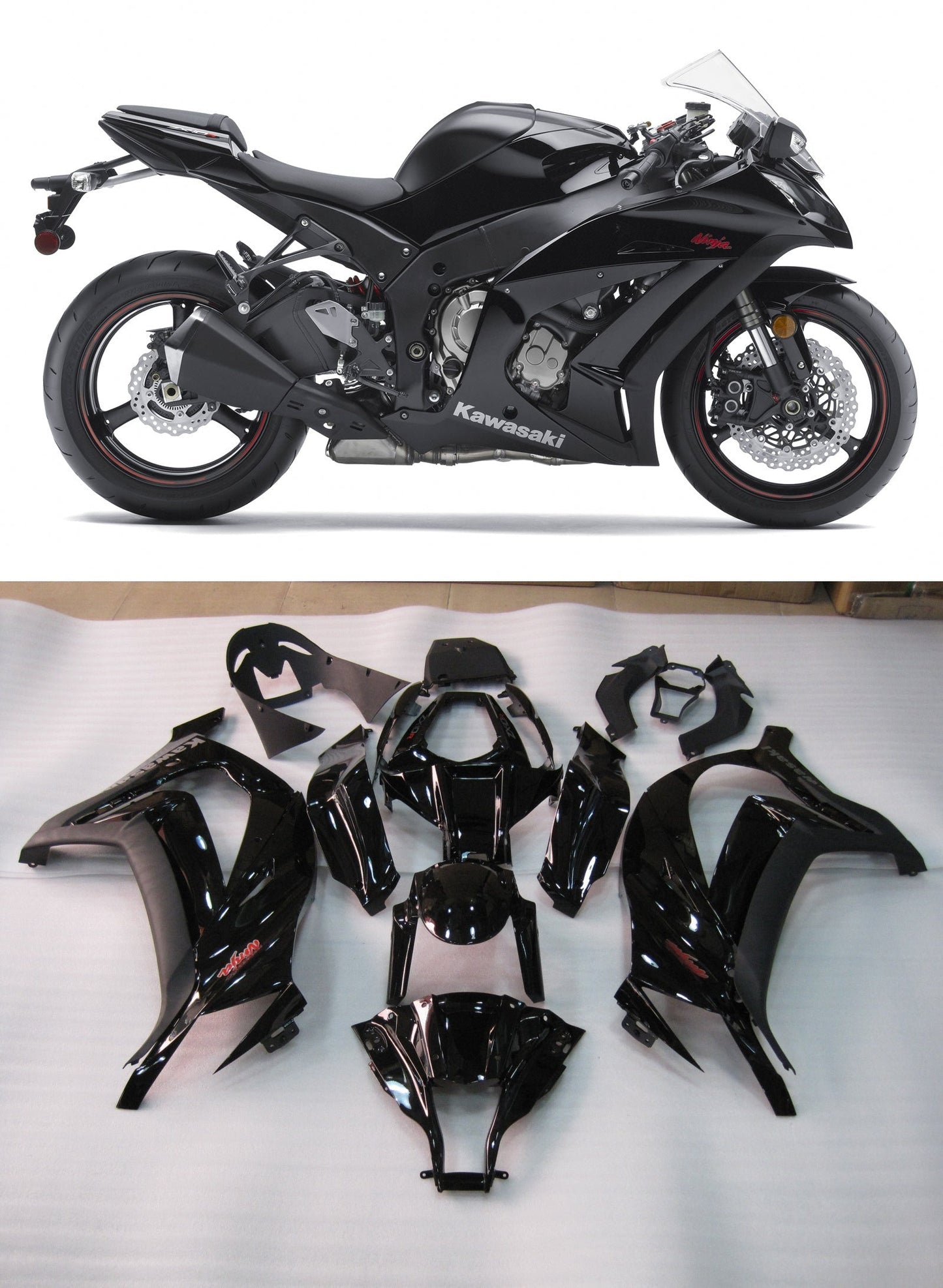 2011-2016 Fairings Plastics Kawasaki ZX10R Ninja Black  Generic