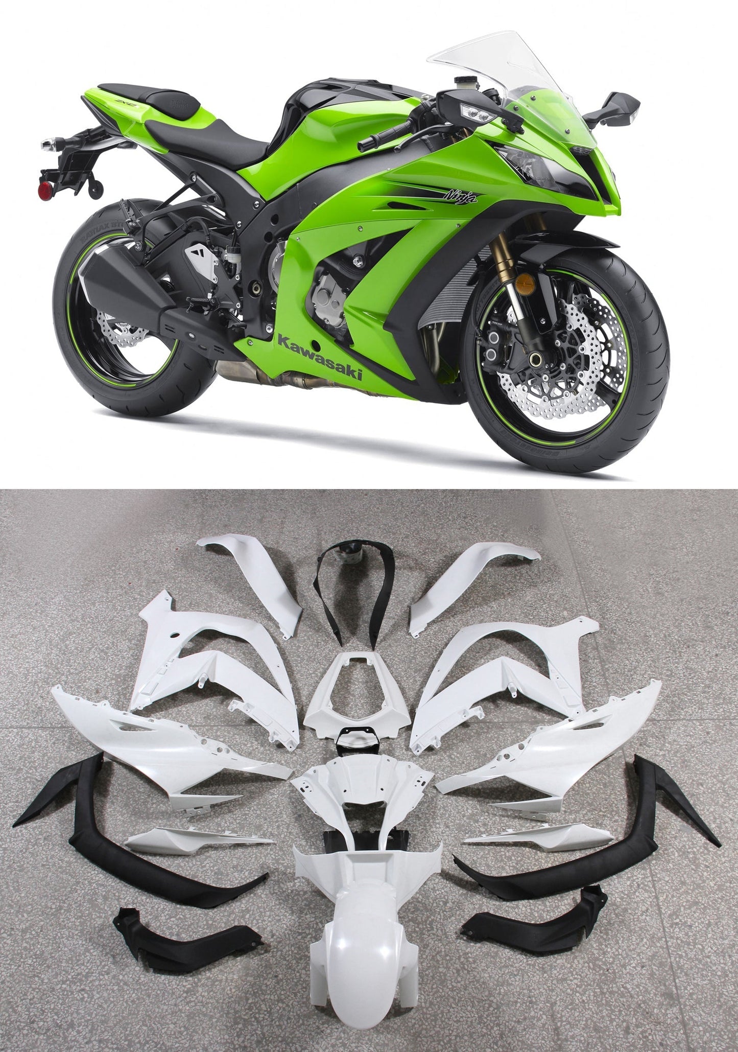 2011-2015 Fairings Plastics Kawasaki ZX10R Ninja Green Generic