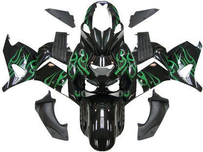2006-2011 Fairings Kawasaki ZX14R Black & Green Flame Ninja ZX14R  Generic