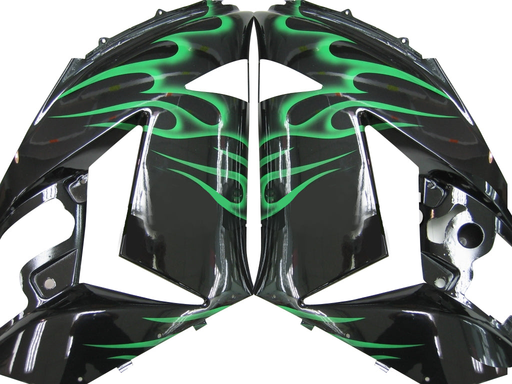2006-2011 Fairings Kawasaki ZX14R Black & Green Flame Ninja ZX14R  Generic