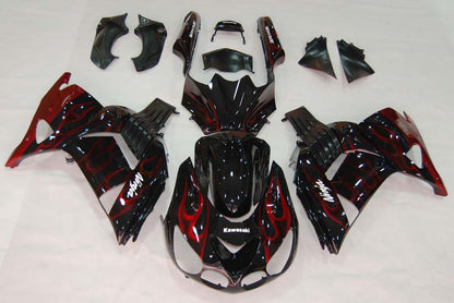 2006-2011 Fairings Kawasaki ZX14R Black & Red Flame Ninja  Generic