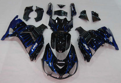 2006-2011 Fairings Kawasaki ZX14R Black & Blue Flame Ninja  Generic