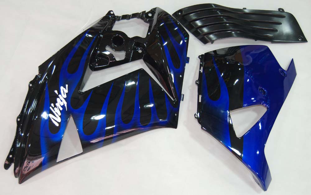 2006-2011 Fairings Kawasaki ZX14R Black & Blue Flame Ninja  Generic