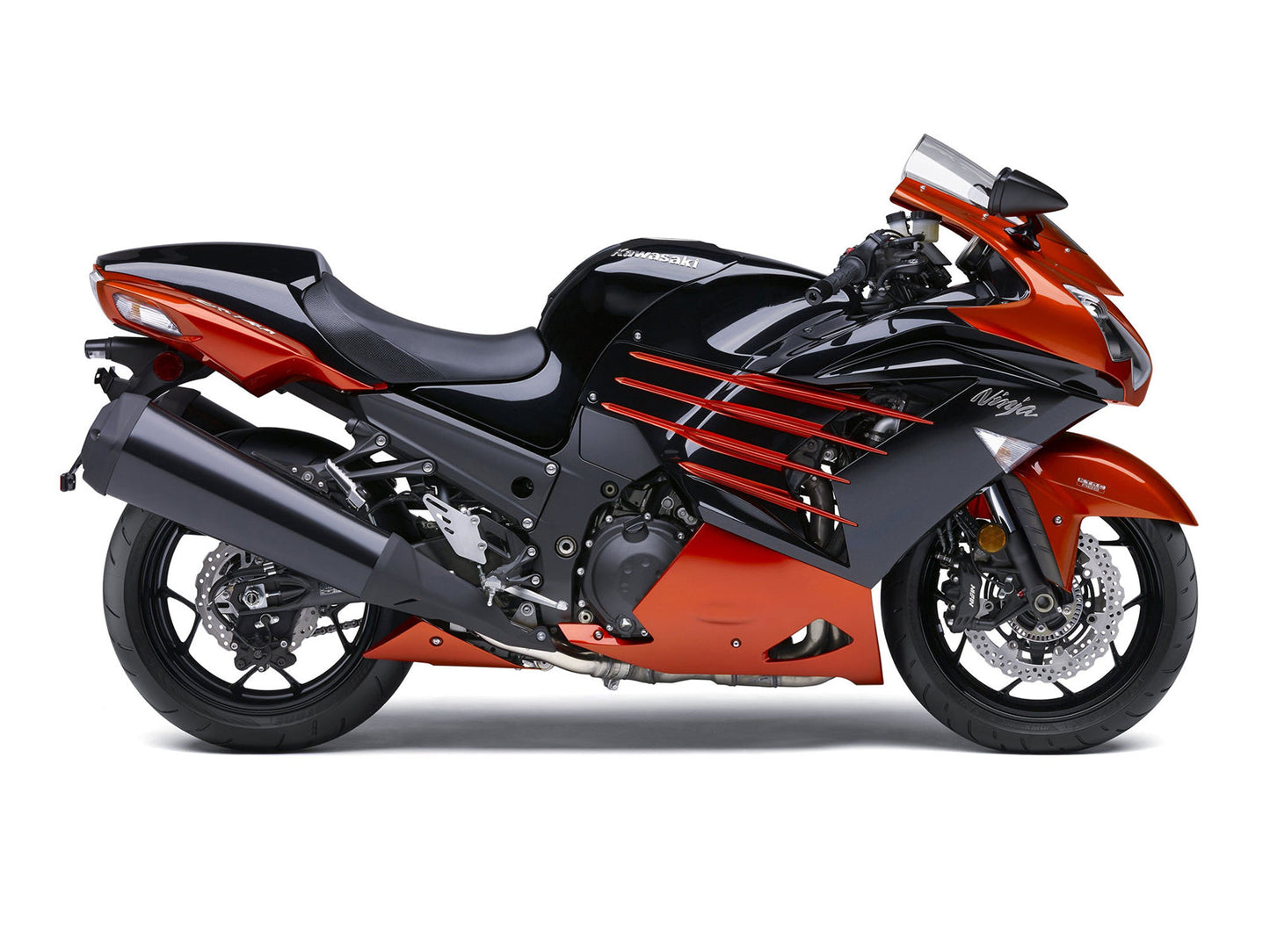2012-2022 Fairings Plastics Kawasaki ZX14R Ninja Orange Black  Generic