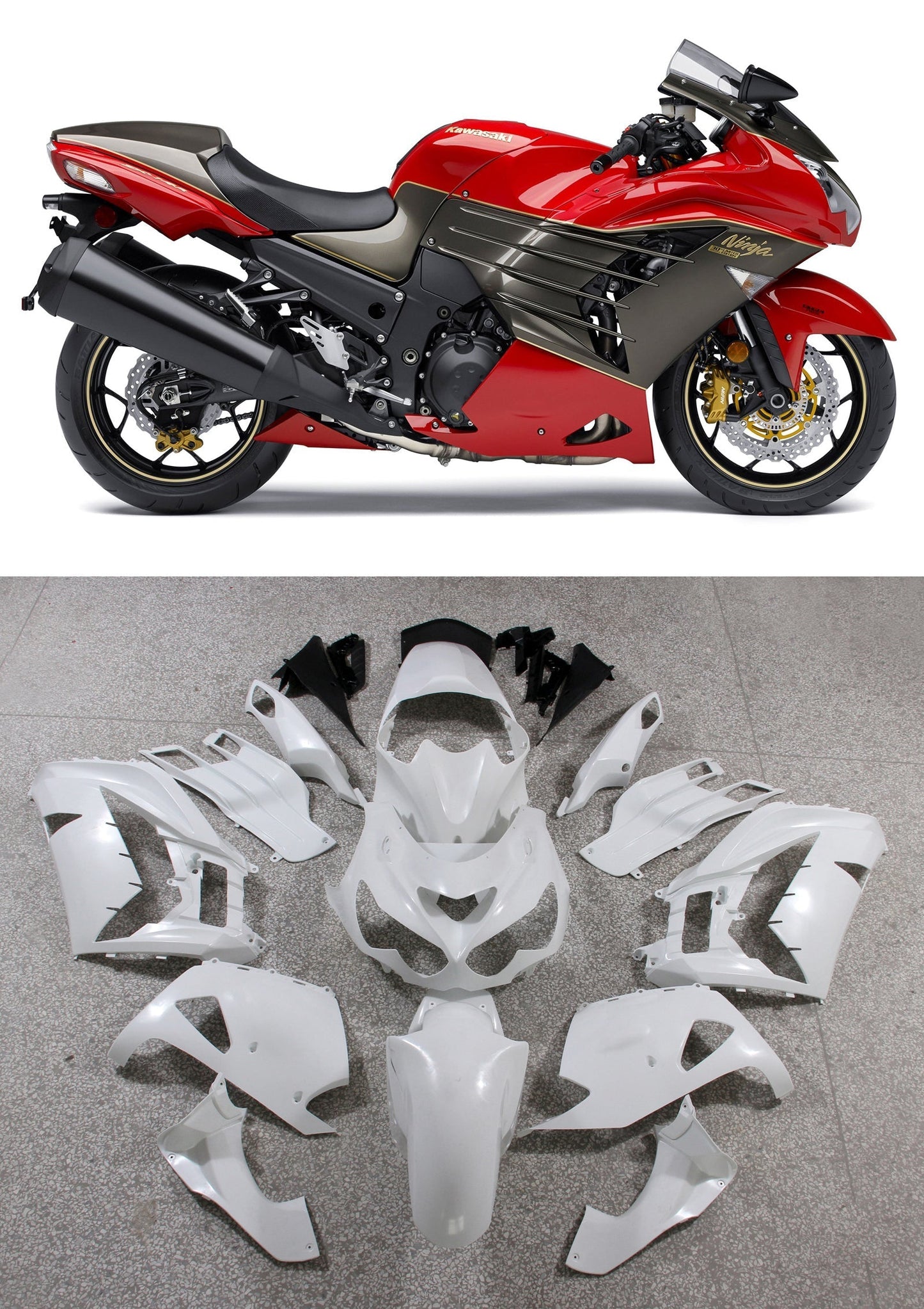2012-2022 Fairings Plastics Kawasaki ZX14R Ninja Red Bronze  Generic